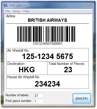 Free Air Waybill Printing Software